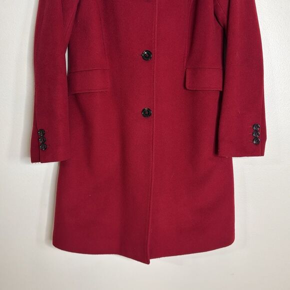 Talbots ladies maroon button up wool cashmere trench pea Coat size 8 - Picture 3 of 11